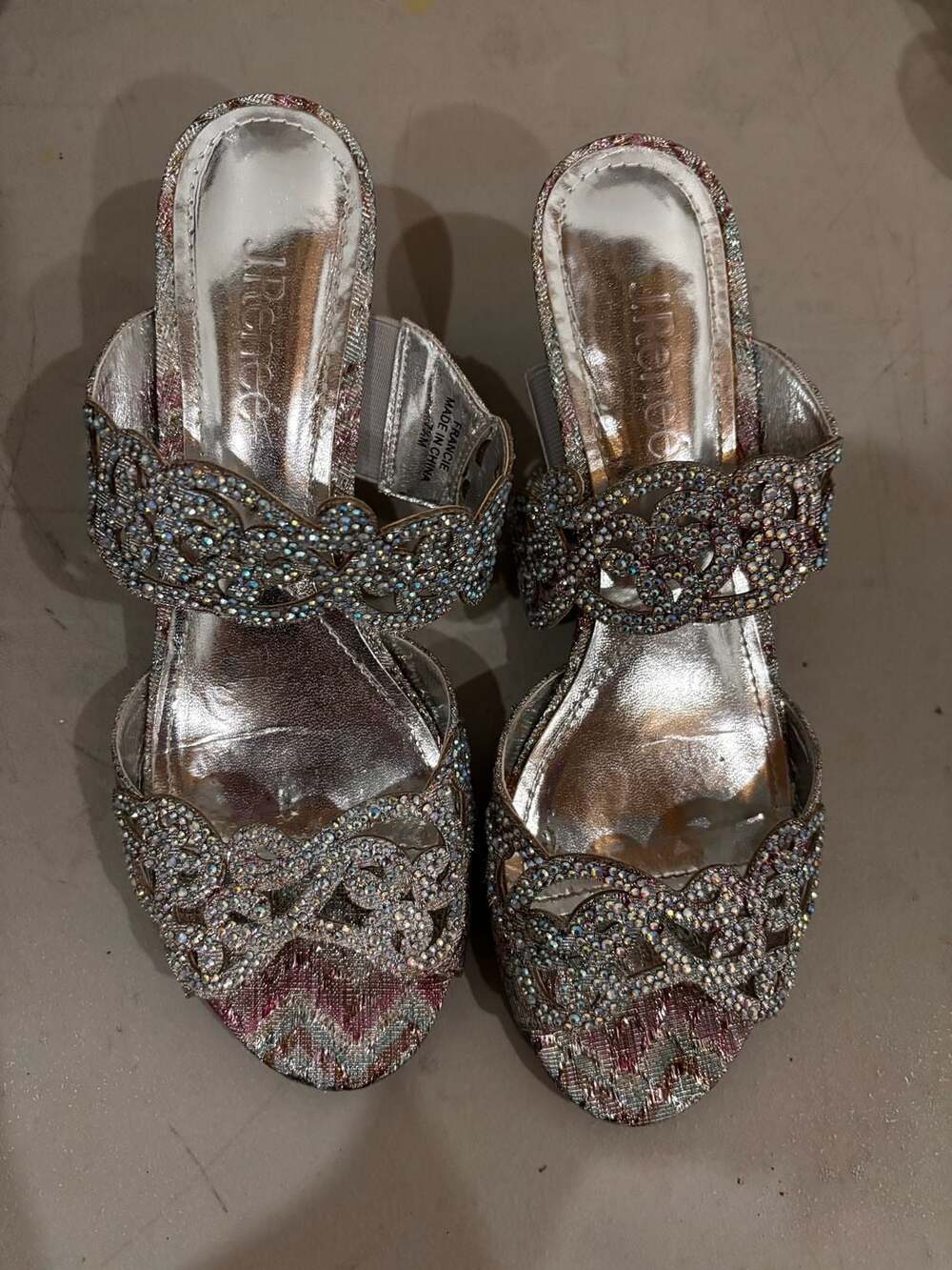 J Renee Womens Shoes Size 12 W Gold Pleated Satin Rhinestone Pointed Toe,